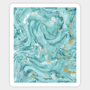 Teal Gold Marbe Design Teal Marbling Sticker